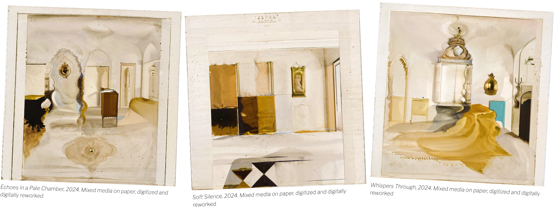 Mixed-media artwork triptych